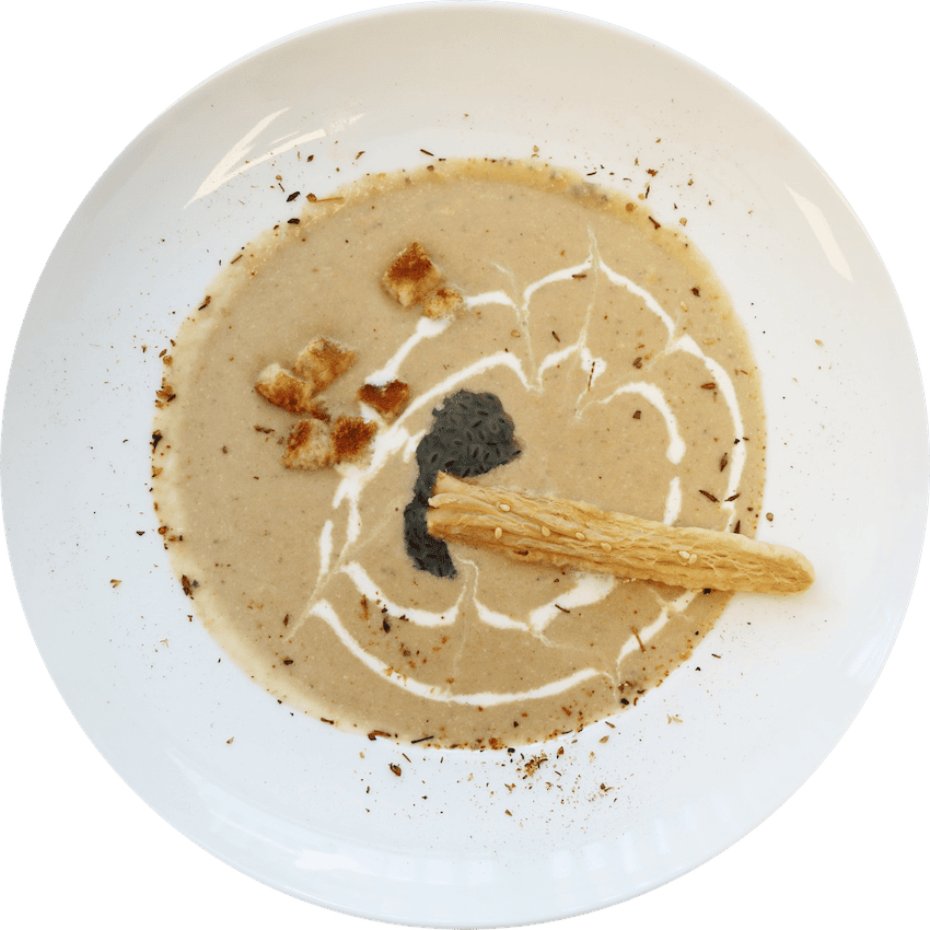 velouté de champignons aux graines Tukmaria
